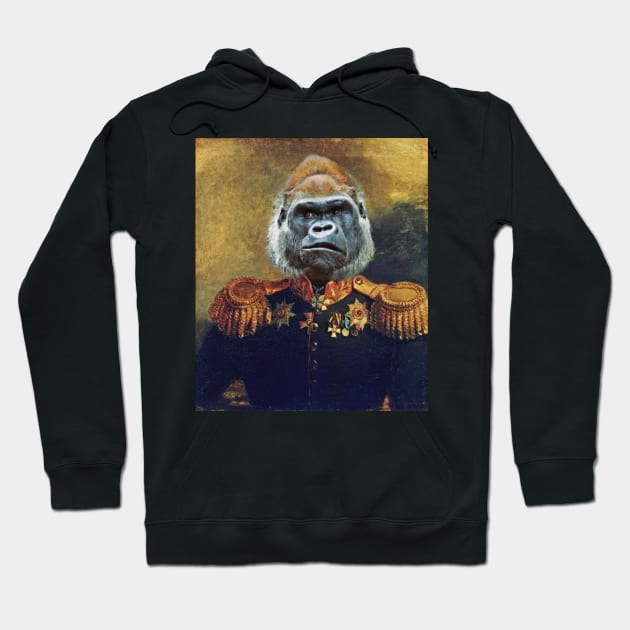 Gorilla Retro Military Portrait Hoodie by UselessRob
